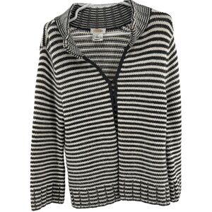 Talbots wool lambs wool rabbit hair striped gray white cardigan L winter casual